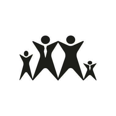 vektör simge dört kişi ile birlikte ayakta el kaldırdı