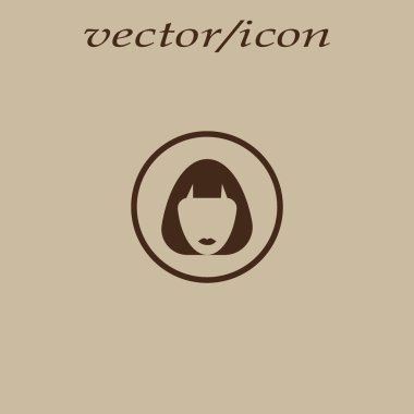 kadın baş kısa saç modeli ile minimalist vektör simgesi