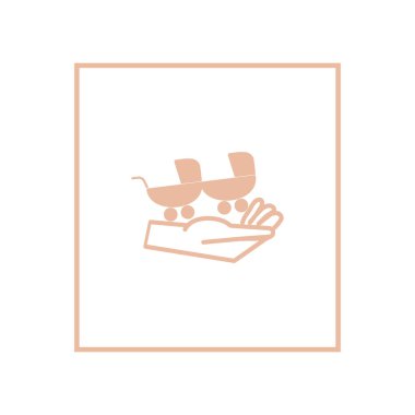 el düz stil simgesi, vektör çizim üzerinde iki bebek arabası  