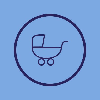 Çocuk arabası düz stil ikonu, vektör çizim  