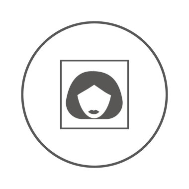 kadın baş kısa saç modeli ile minimalist vektör simgesi