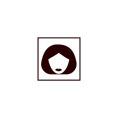 kadın baş kısa saç modeli ile minimalist vektör simgesi