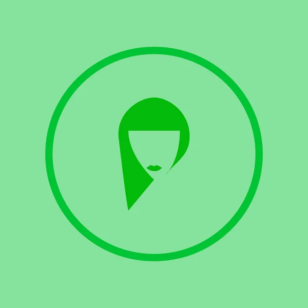 Ikon Vektor Minimalis Dari Kepala Perempuan Dengan Gaya Rambut Panjang - Stok Vektor
