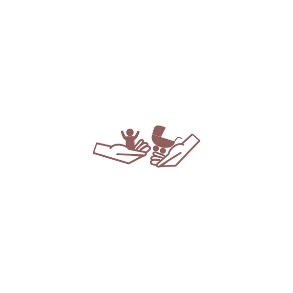 両手赤ちゃんと乳母車フラット スタイル アイコン ベクトル イラスト — ストックベクタ