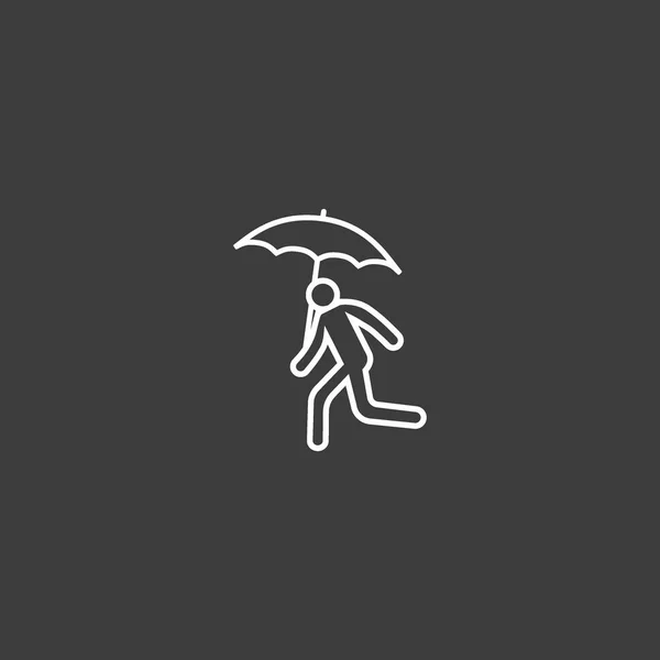 Running Avatar Umbrella Flat Icon Vector Illustration — Stock Vector