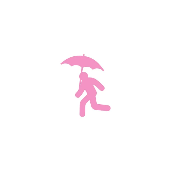 Hombre Con Paraguas Colorido Logotipo Plantilla — Vector de stock