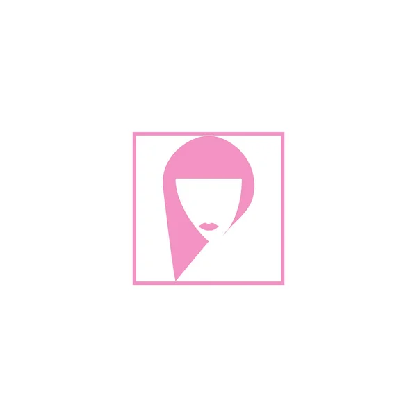 Minimalista Vector Icon Női Fej Hosszú Frizura — Stock Vector