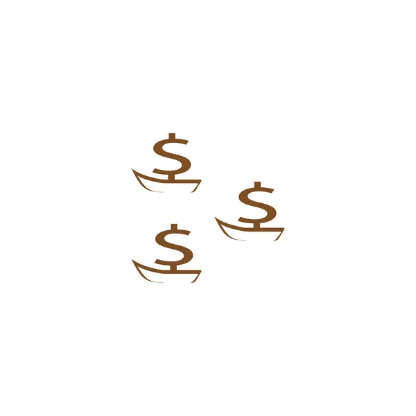 Ensemble Bateaux Avec Des Signes Dollar Comme Voiles Illustration Vectorielle — Image vectorielle