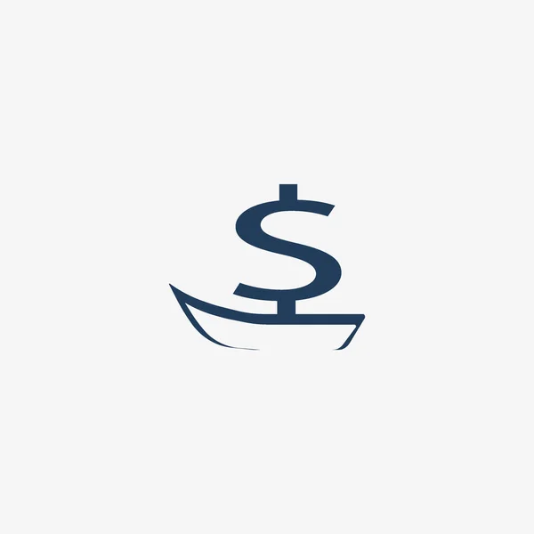Boot Met Dollarteken Zeil Vectorillustratie — Stockvector