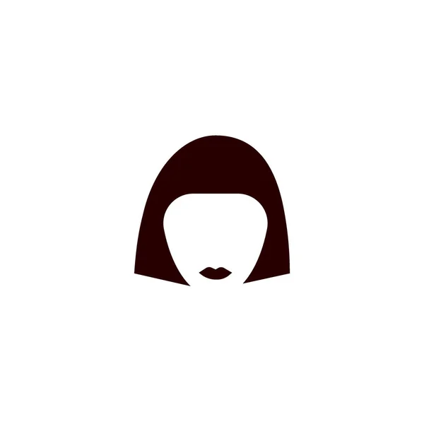 Icono Vectorial Minimalista Cabeza Femenina Con Peinado Corto — Archivo Imágenes Vectoriales