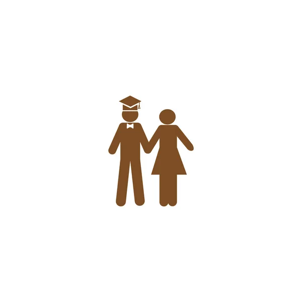 Minimalistic Vector Icon Bachelor Man Woman Standing Together — Stock Vector