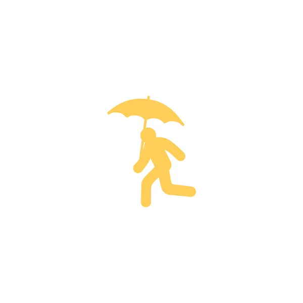 Silhouet Van Het Runnen Van Man Met Paraplu Eenvoudige Pictogram — Stockvector