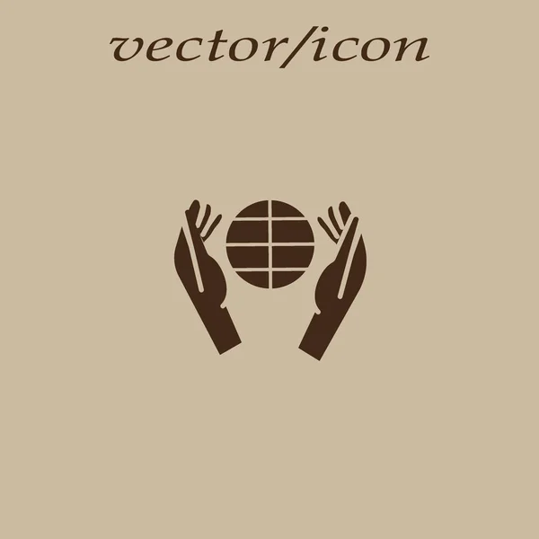 Menschliche Hände Mit Globus Umwelt Retten Einfache Icon Vektor Illustration — Stockvektor