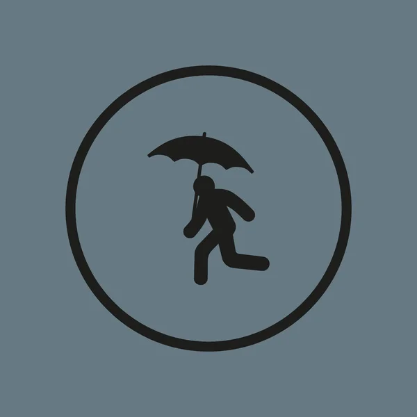 Silhouette Running Man Umbrella Simple Icon — Stock Vector