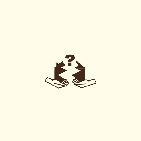 Hands Holding Break Building Question Mark Flat Style Icon Vector — Stock Vector