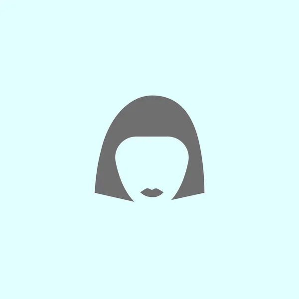 短发型女性头的简约矢量图标 — 图库矢量图片
