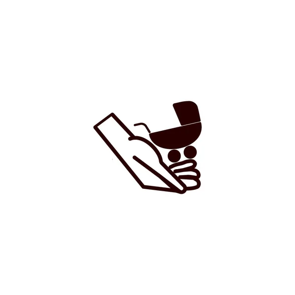 Hand Holding Pram Flat Style Icon Vector Illustration — Stock Vector
