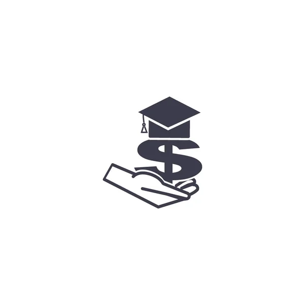 Рука Символом Доллара Дипломной Крышкой Плоская Иконка Вектор Иллюстрация Инвестиционная — стоковый вектор