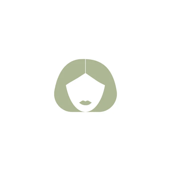 Icono Vectorial Minimalista Cabeza Femenina Con Peinado Corto — Vector de stock