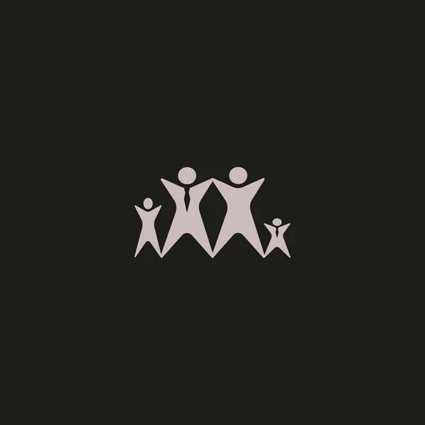 Vector Icon Four People Standing Together Raised Hands — Stock Vector