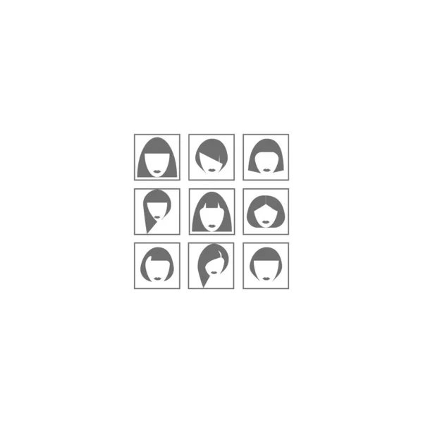さまざまなヘアスタイルのミニマルなベクトルのアイコン — ストックベクタ