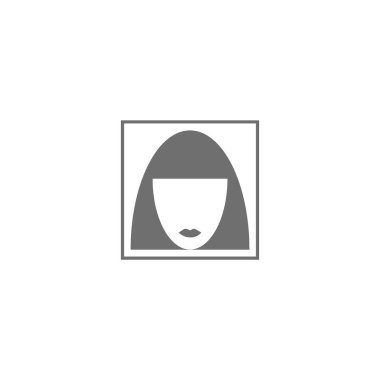 kadın baş kısa saç modeli ile minimalist vektör simgesi