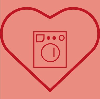 çamaşır makinesi düz simgesi, vektör, illüstrasyon