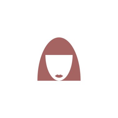 kadın baş kısa saç modeli ile minimalist vektör simgesi