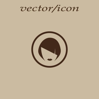 kadın baş kısa saç modeli ile minimalist vektör simgesi