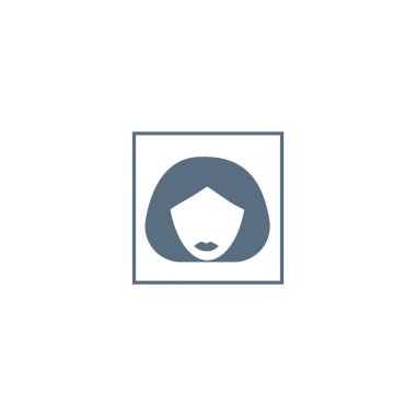 kadın baş kısa saç modeli ile minimalist vektör simgesi