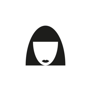 kadın baş kısa saç modeli ile minimalist vektör simgesi