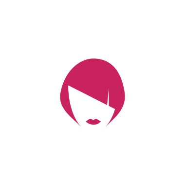 kadın baş kısa saç modeli ile minimalist vektör simgesi