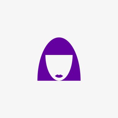 kadın baş kısa saç modeli ile minimalist vektör simgesi