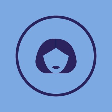 kadın baş kısa saç modeli ile minimalist vektör simgesi