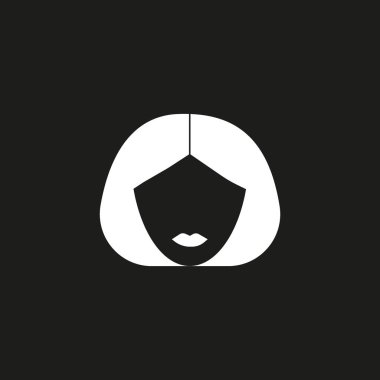 kadın baş saç modeli ile minimalist vektör simgesi