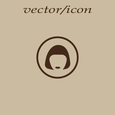 kadın baş kısa saç modeli ile minimalist vektör simgesi