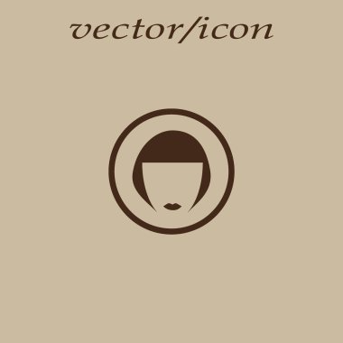 kadın baş kısa saç modeli ile minimalist vektör simgesi
