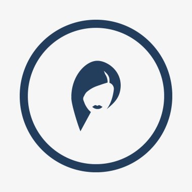 kadın kafa uzun saç modeli ile minimalist vektör simgesi