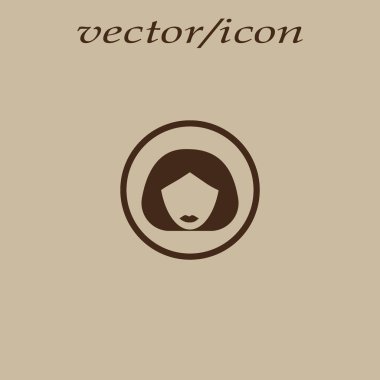 kadın baş kısa saç modeli ile minimalist vektör simgesi