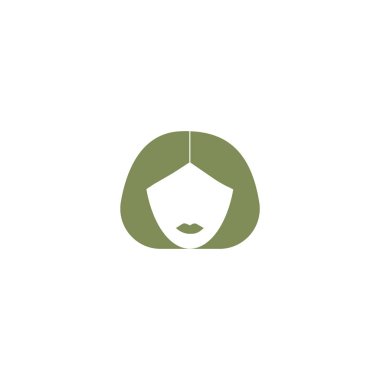 kadın baş kısa saç modeli ile minimalist vektör simgesi