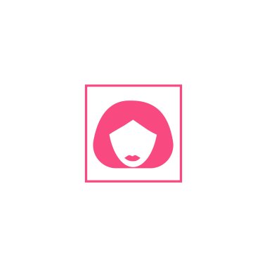 kadın baş kısa saç modeli ile minimalist vektör simgesi