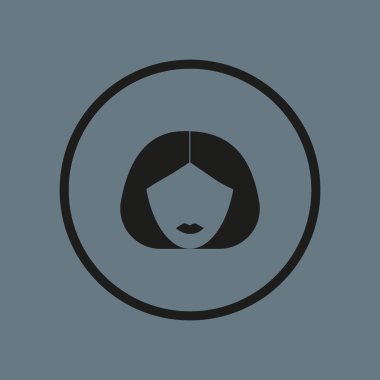 kadın baş kısa saç modeli ile minimalist vektör simgesi