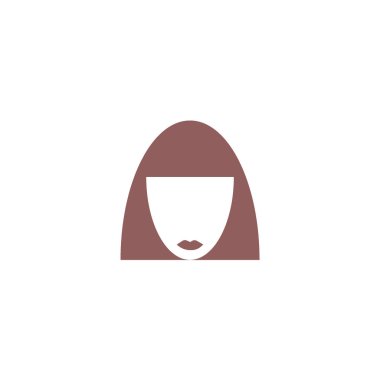 kadın baş kısa saç modeli ile minimalist vektör simgesi