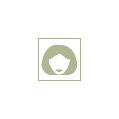 kadın baş kısa saç modeli ile minimalist vektör simgesi