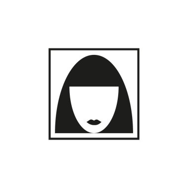 kadın baş kısa saç modeli ile minimalist vektör simgesi