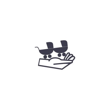 el düz stil simgesi, vektör çizim üzerinde iki bebek arabası  