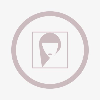 kadın kafa uzun saç modeli ile minimalist vektör simgesi