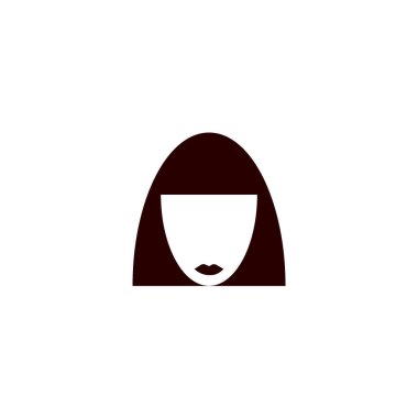 kadın baş kısa saç modeli ile minimalist vektör simgesi