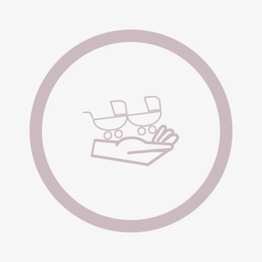 el düz stil simgesi, vektör çizim üzerinde iki bebek arabası  