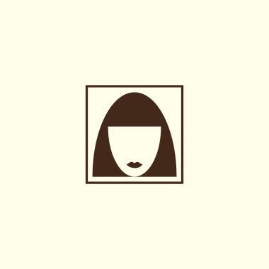 kadın baş kısa saç modeli ile minimalist vektör simgesi